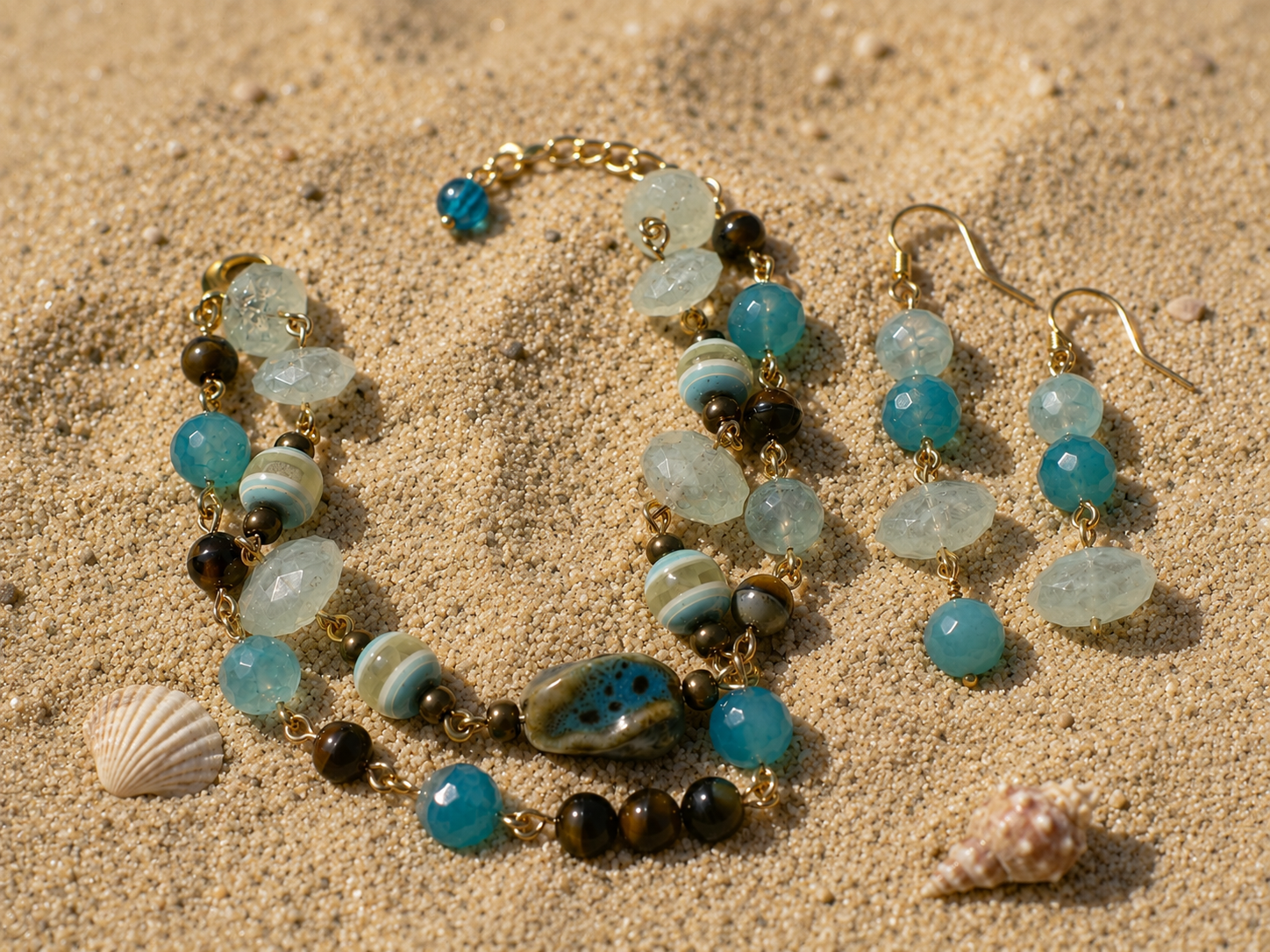 Beach Bracelet Glass Beads Handmade