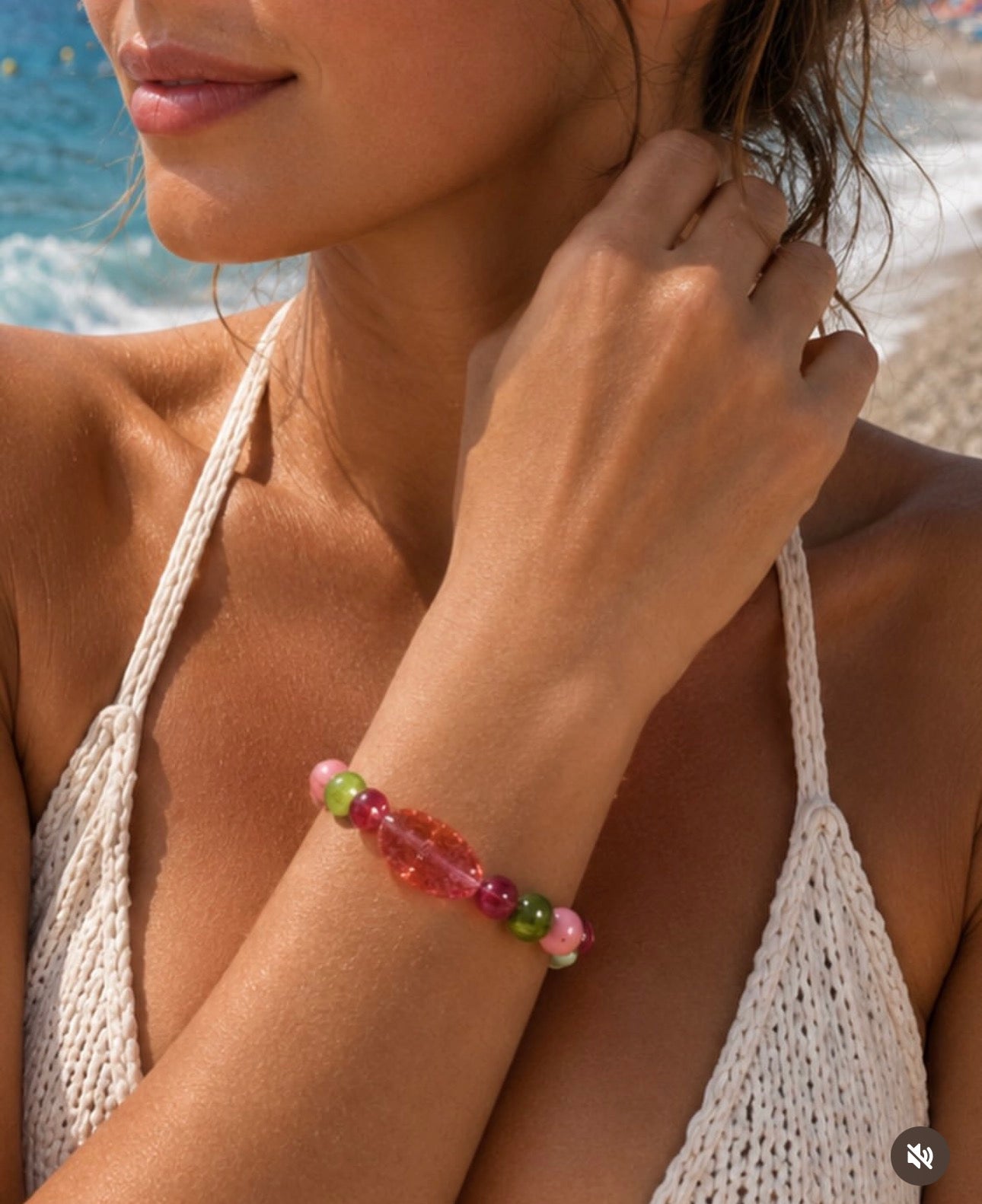 Mediterranean Seaside Beaded Bracelet & Earrings Jewelry Set