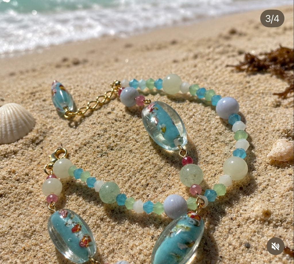Coastal Glass Bead Bracelet