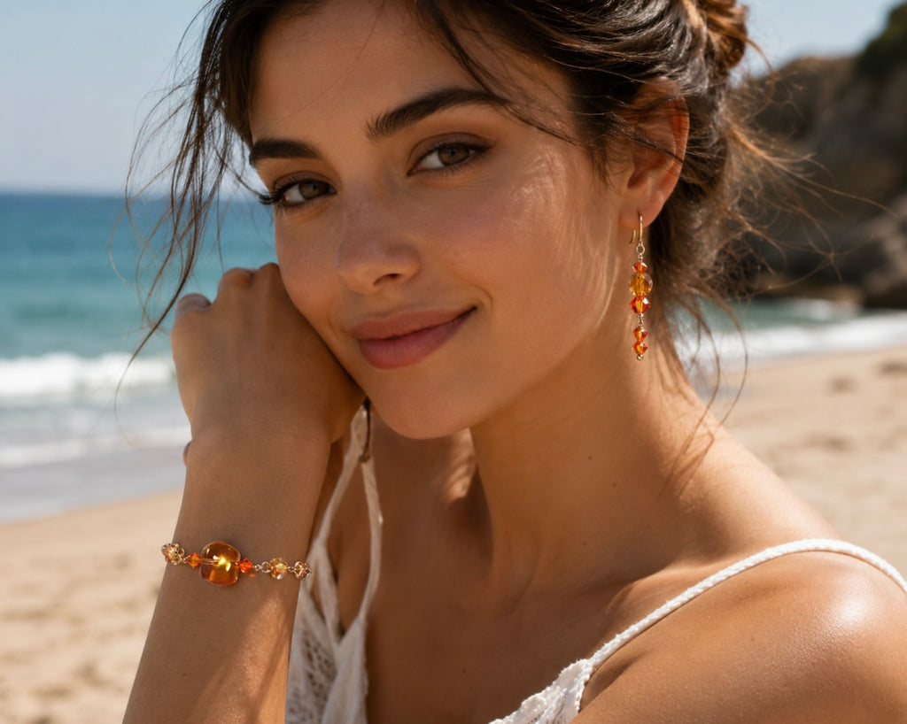 Seaside Sunset Bracelet & Earrings Jewelry Set