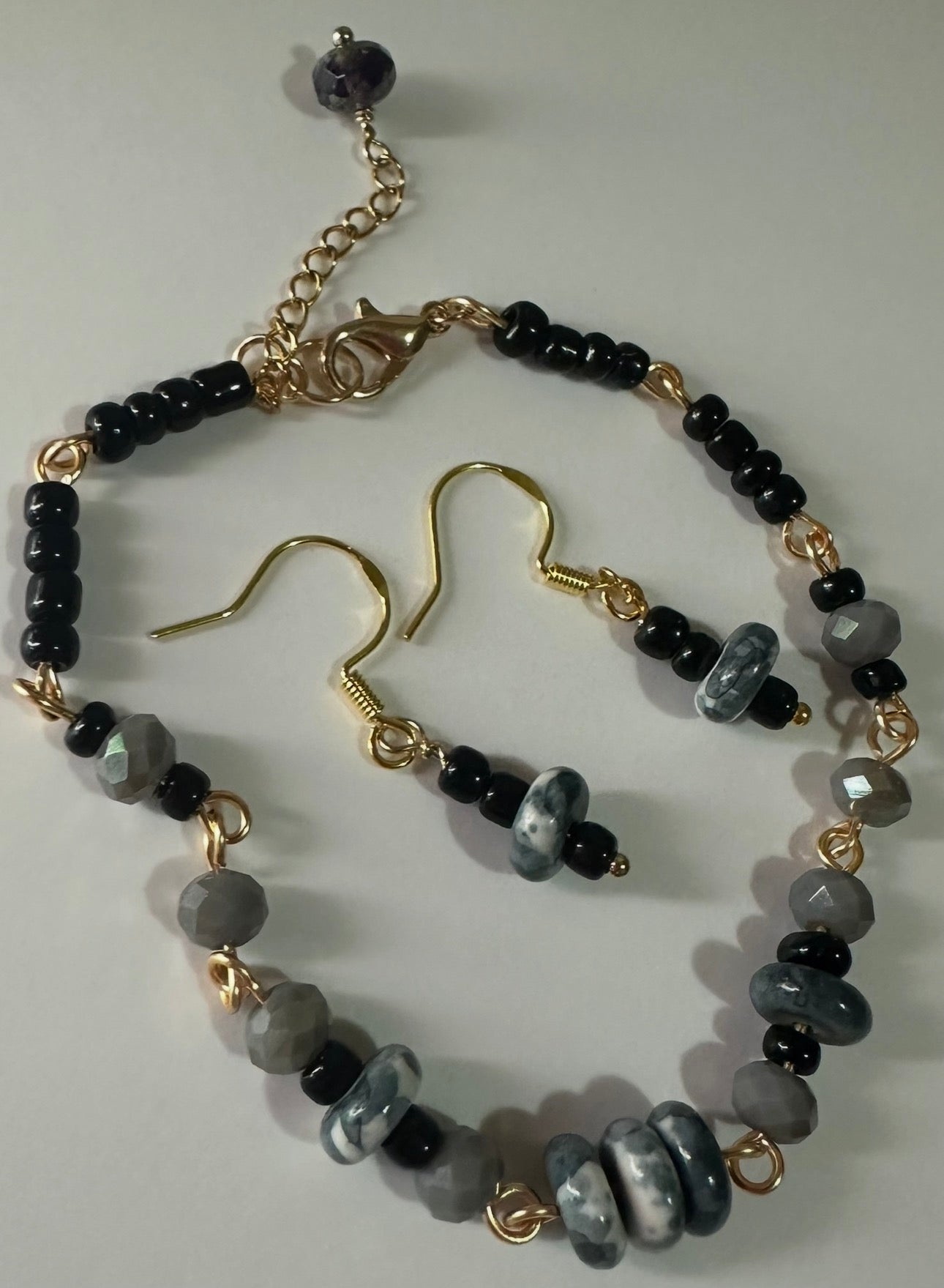 Stonehenge inspired Beaded Bracelet & Earrings