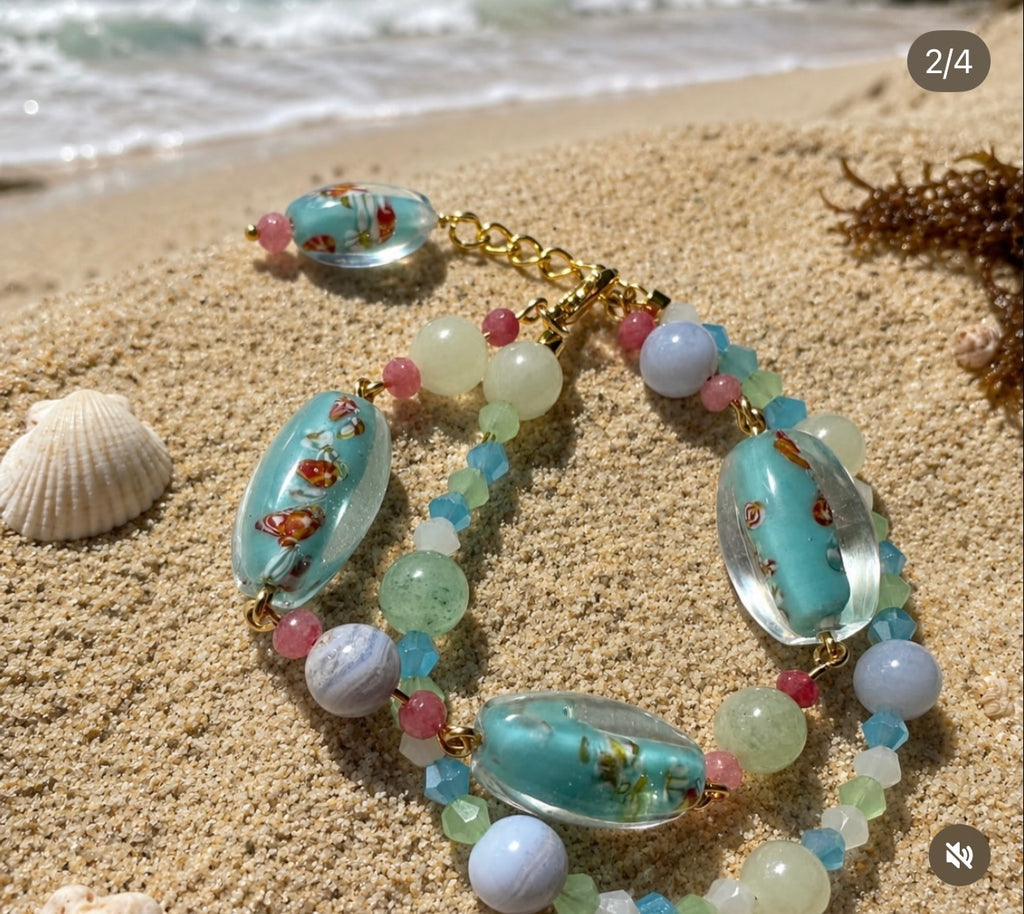 Coastal Glass Bead Bracelet