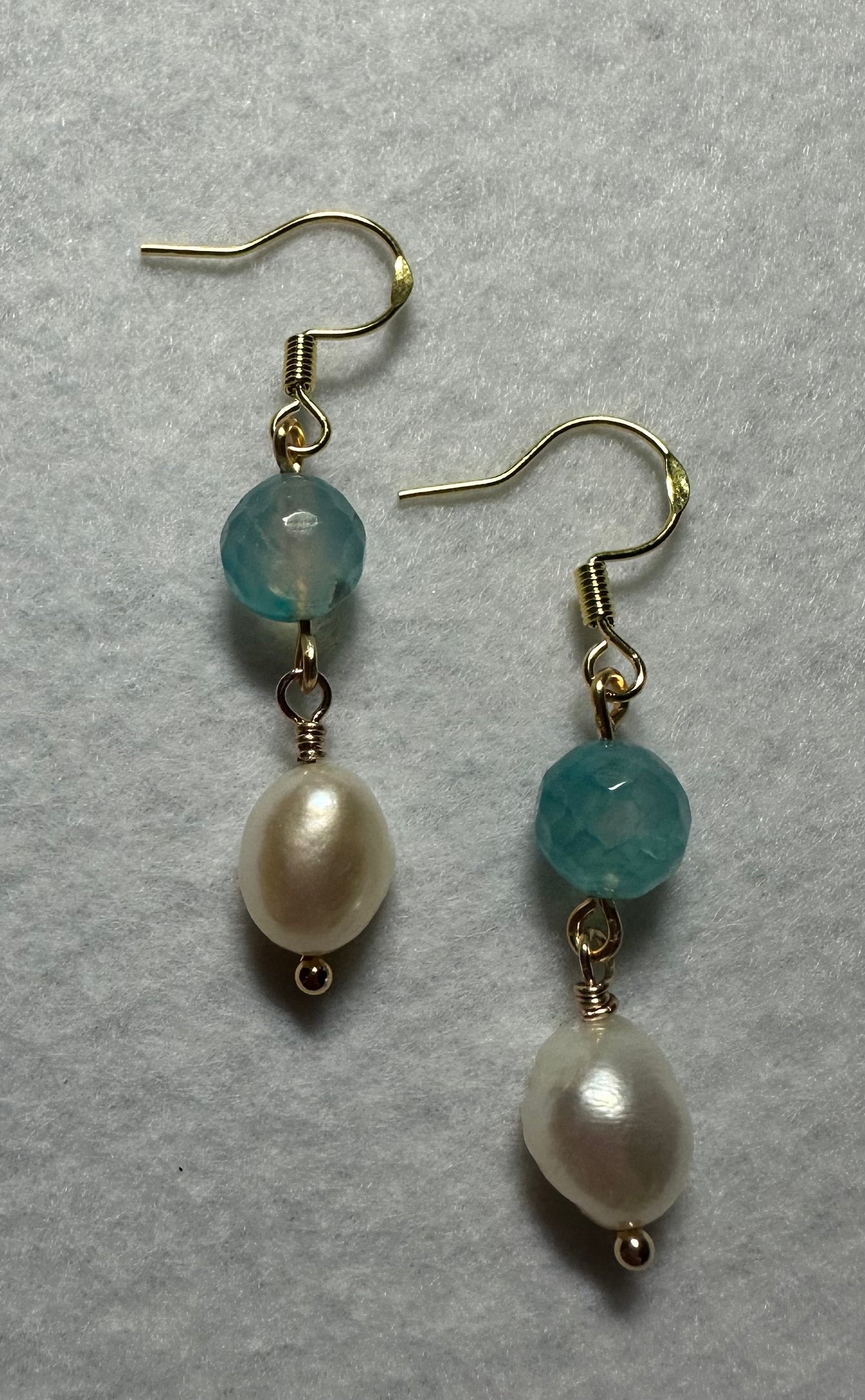 Regency Style Pearl & Aquamarine Earrings