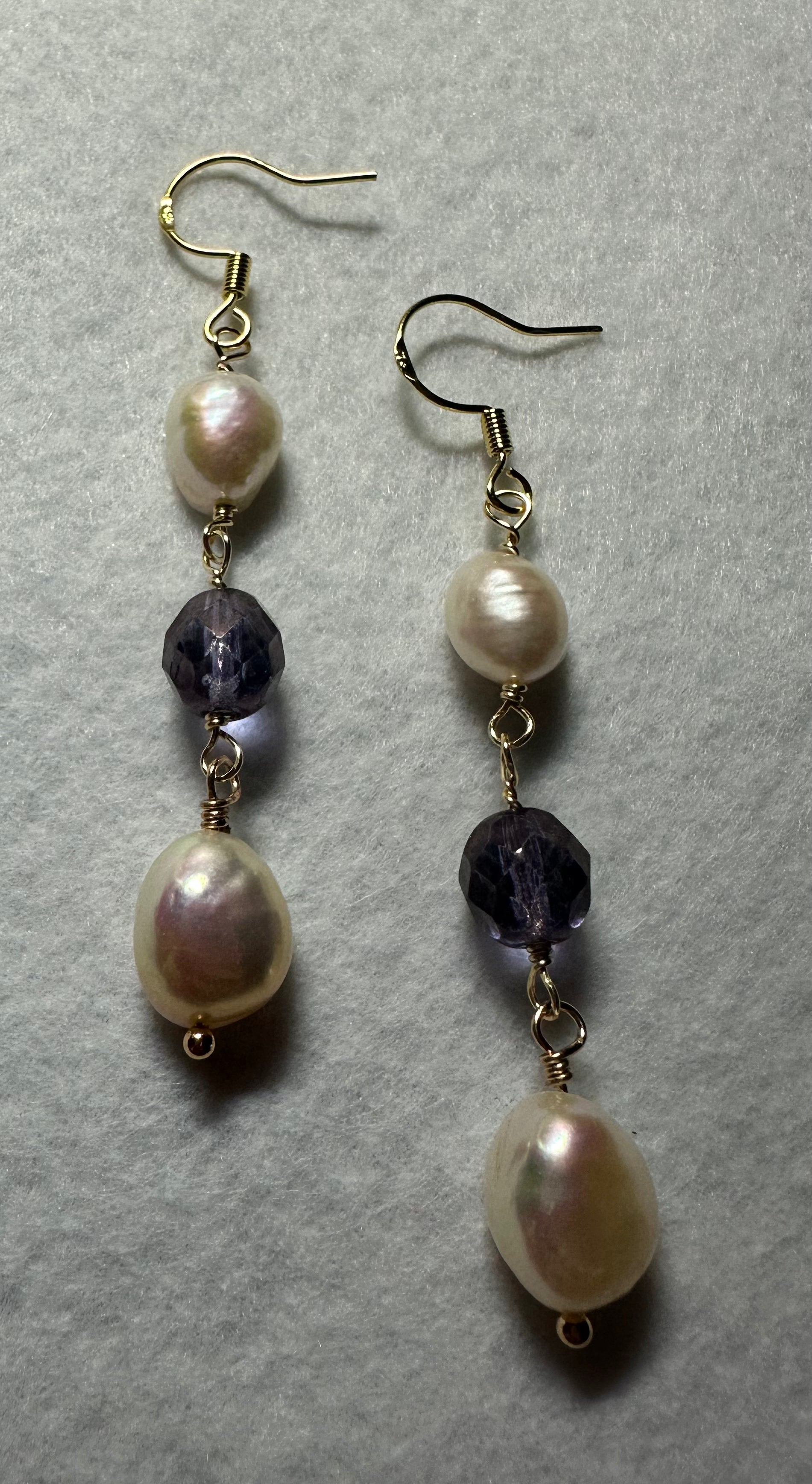Amethyst Crystal & Pearl Earrings