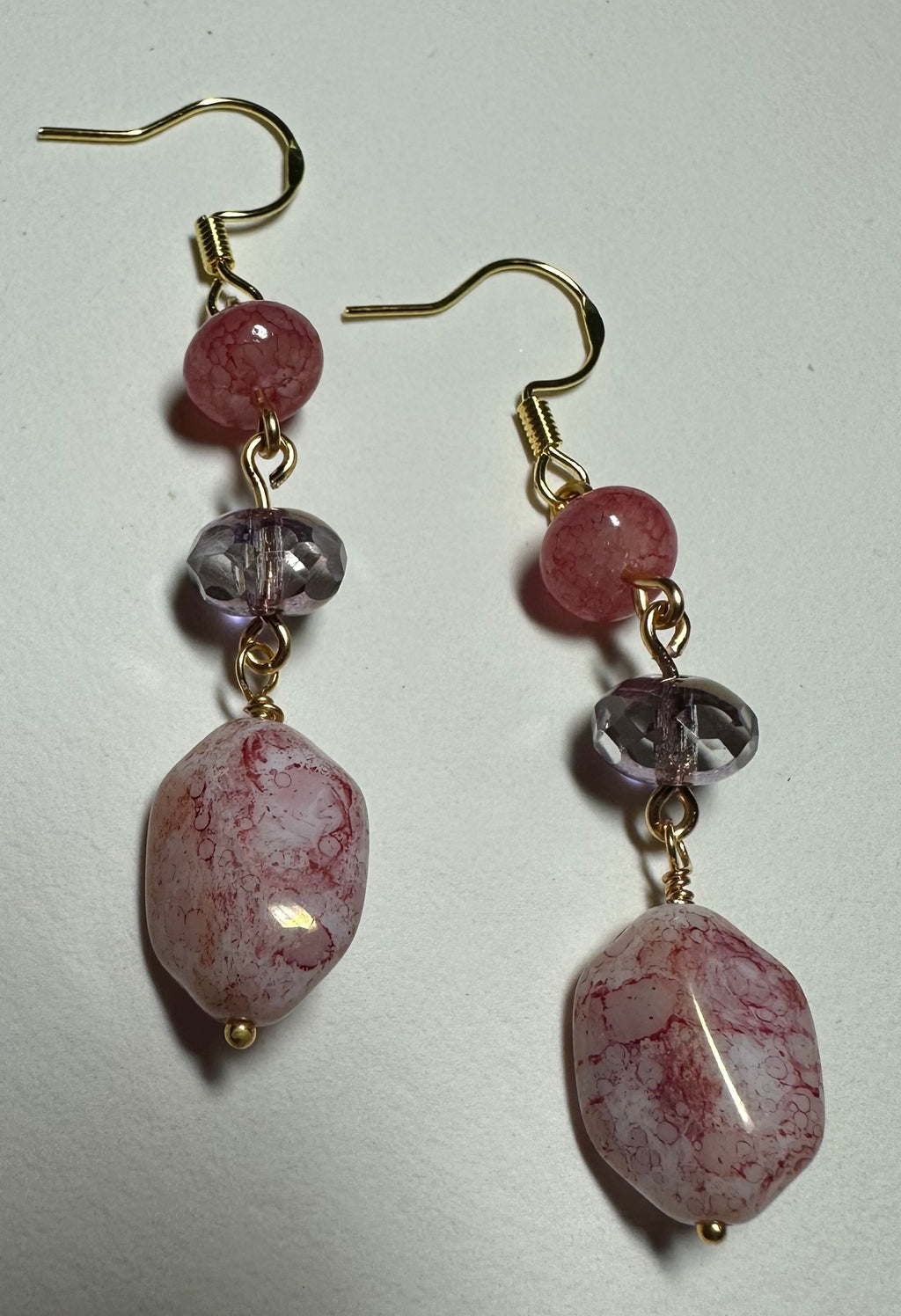 Pink Marbled Beach Earrings