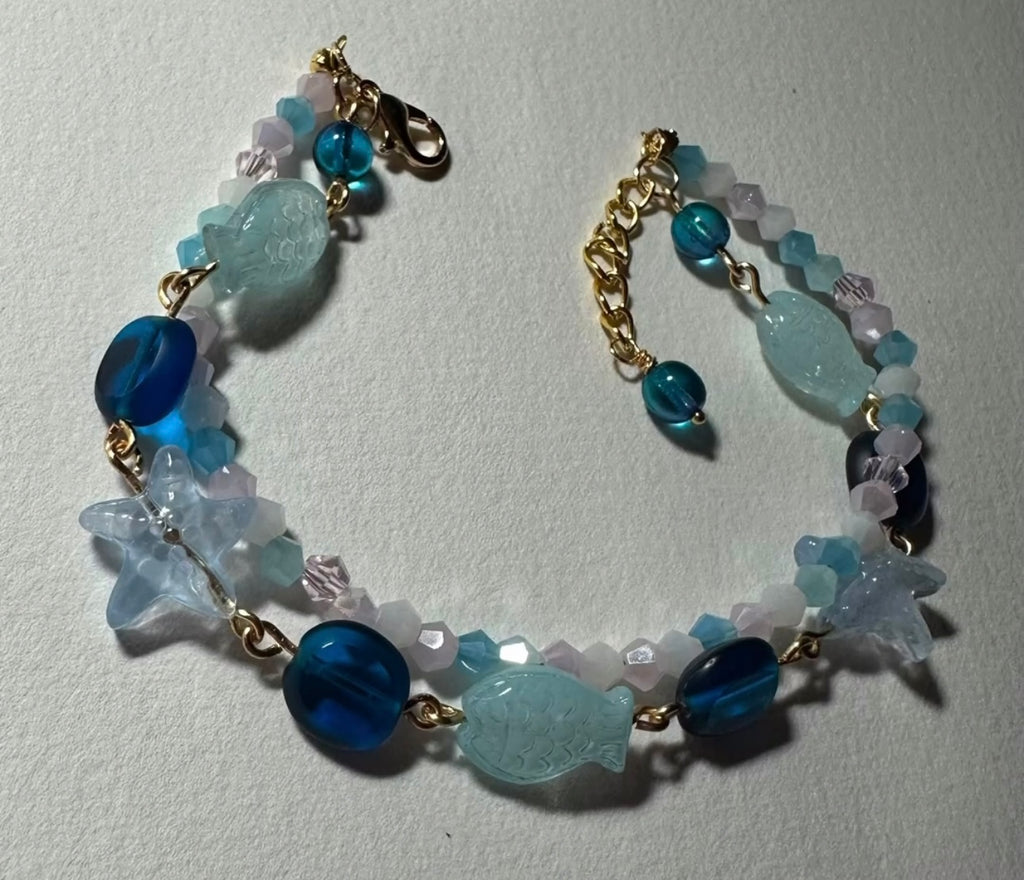 Sea Glass Bracelet Handmade Beaded