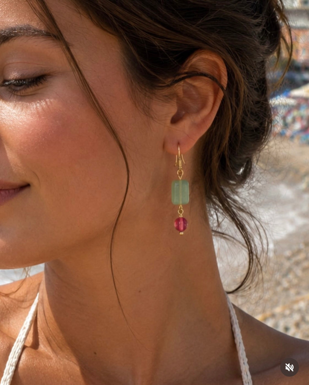 Mediterranean Seaside Beaded Bracelet & Earrings Jewelry Set