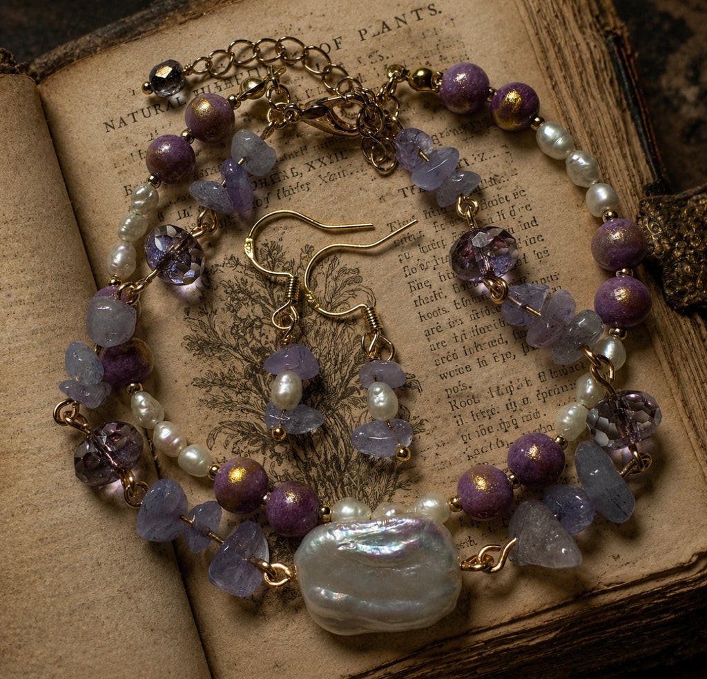 Timeless Charm Beaded Bracelet & Earrings Jewelry Set