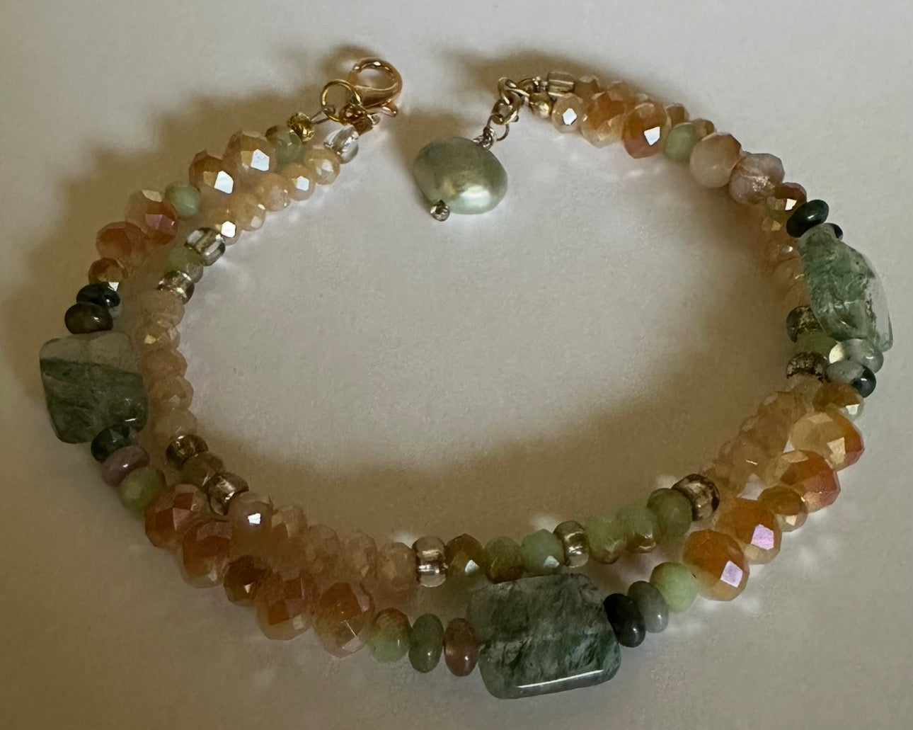 Champagne Jade Beach Bracelet Beaded Handmade