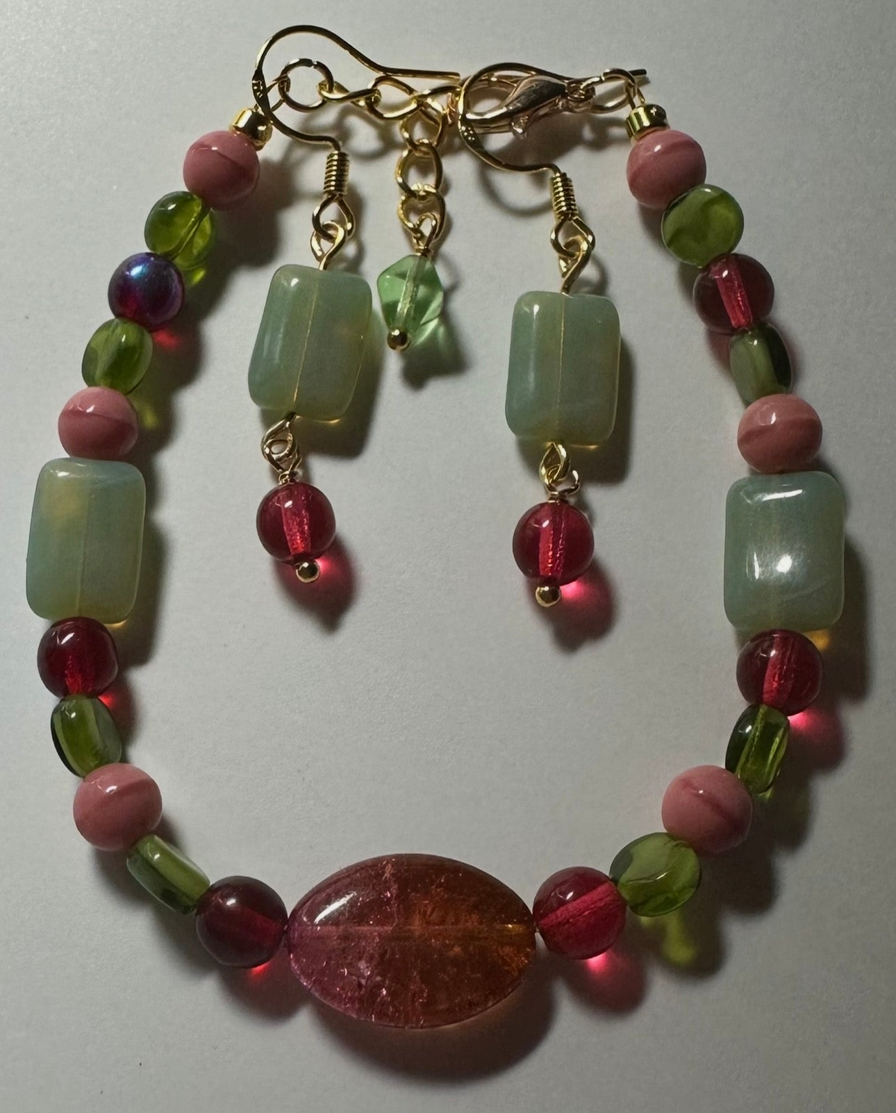 Mediterranean Seaside Beaded Bracelet & Earrings Jewelry Set