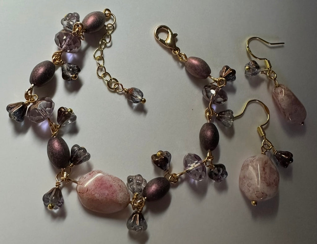 Romancing the Stone Beaded Bracelet & Earrings Jewelry Set