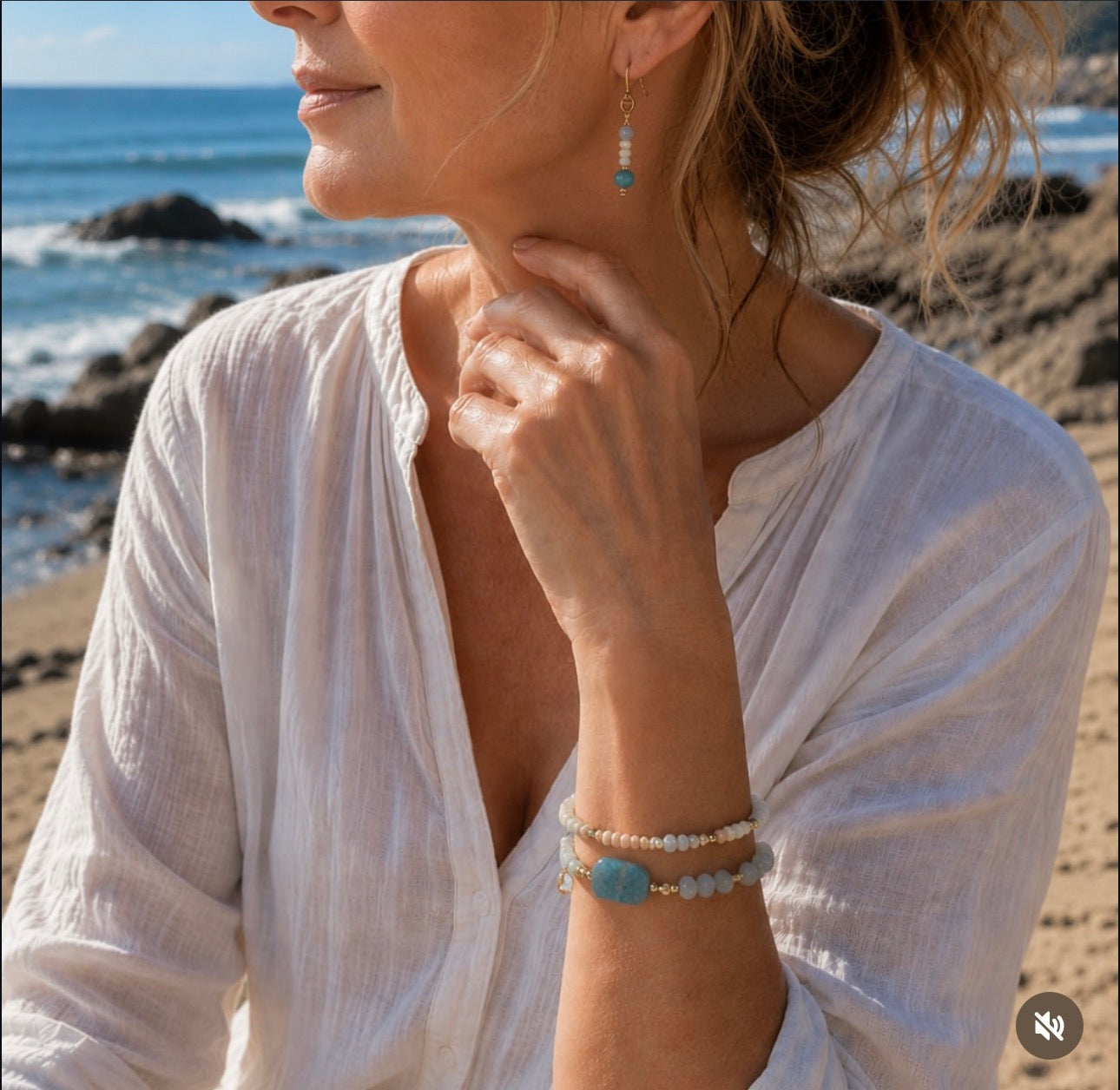 Boho Beach Glass Bracelet & Earrings Set