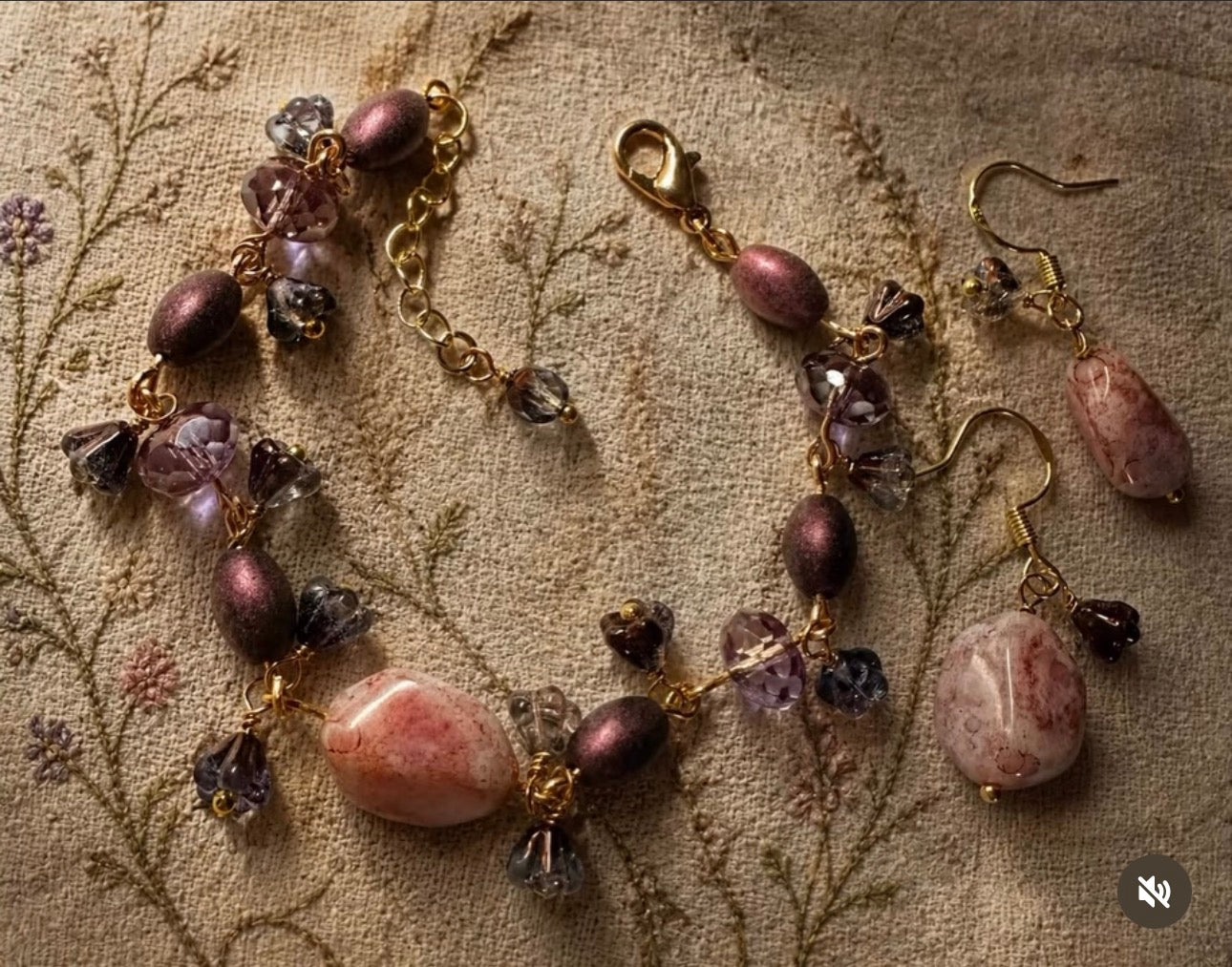 Romancing the Stone Beaded Bracelet & Earrings Jewelry Set
