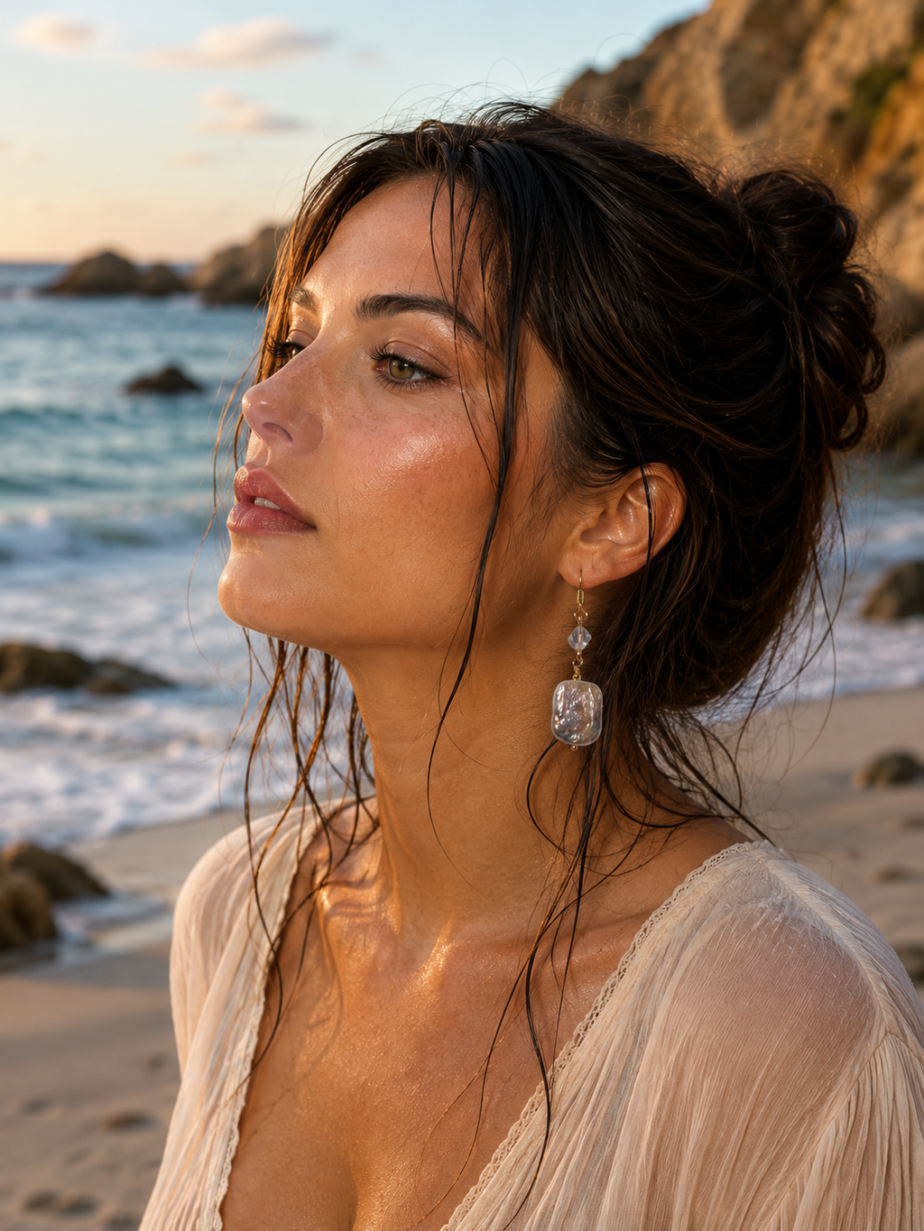 Shimmering Lavender Pearl Earrings