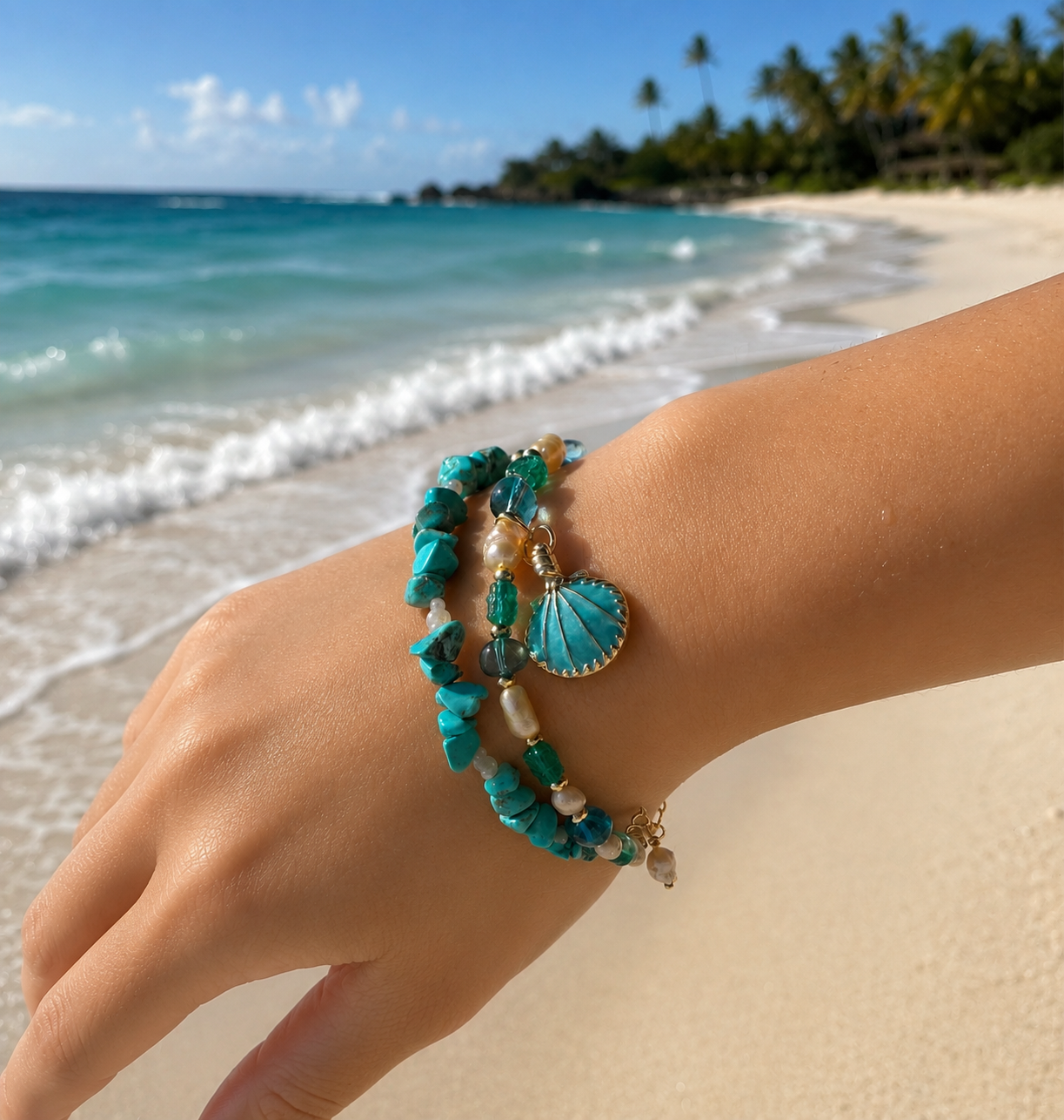 Pearl & Turquoise Charm Bracelet